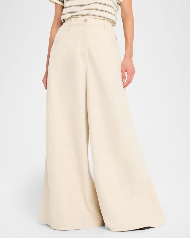 Garment Dyed Twill Maxi Wide-Leg Jeans 4