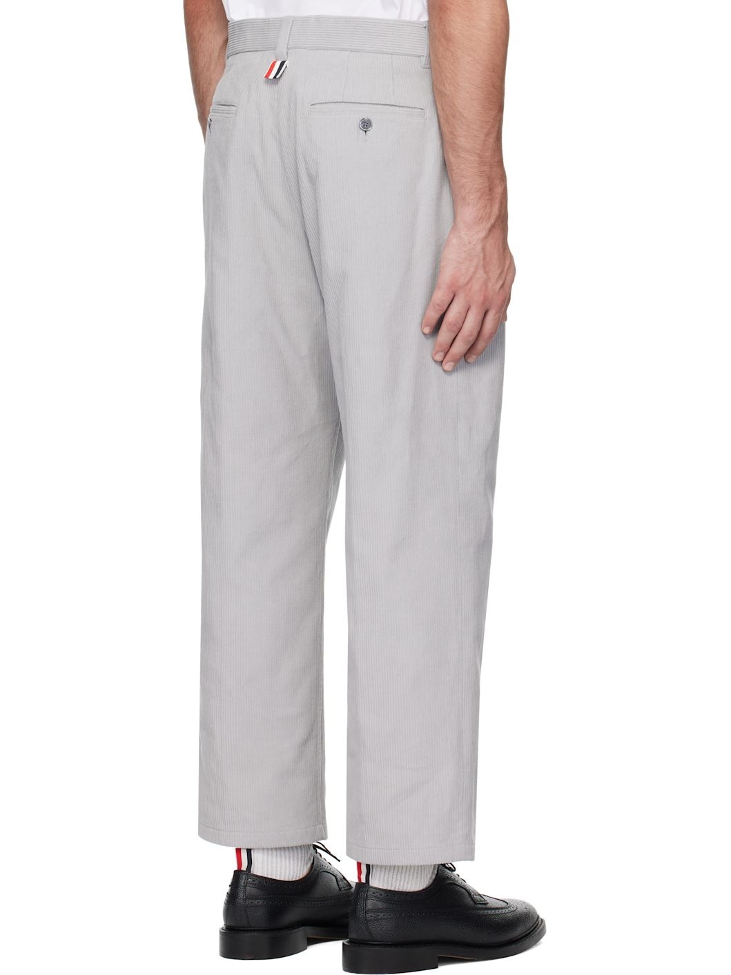 Gray Corduroy Unconstructed Trousers - 3