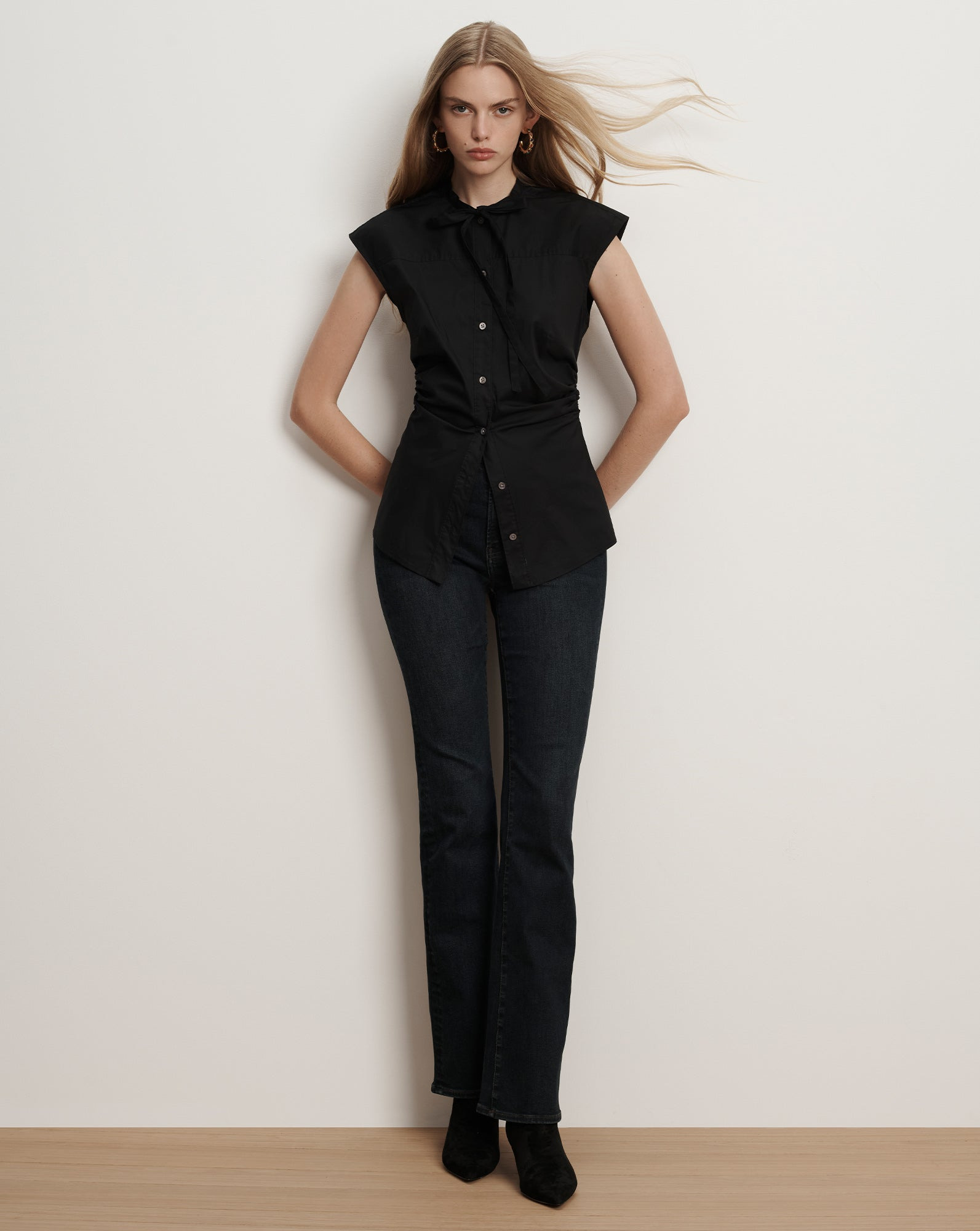 JOON TIE-NECK BUTTON-DOWN BLOUSE - 3