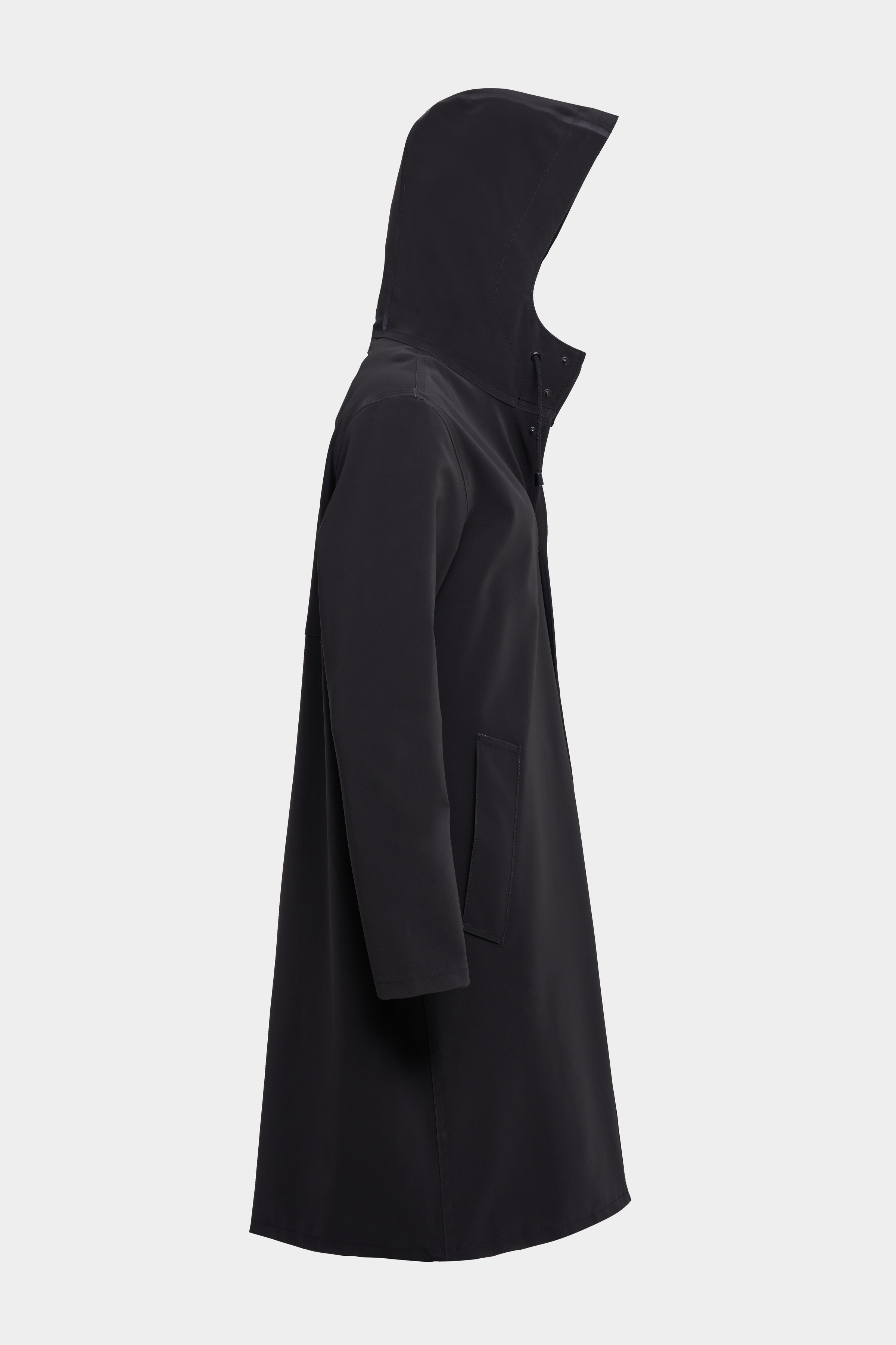 Stockholm Long Matte Print Raincoat Black - 5
