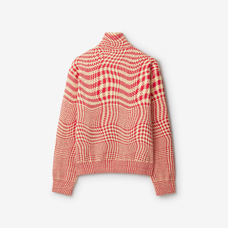 Warped Houndstooth Nylon Blend Track Jacket 5