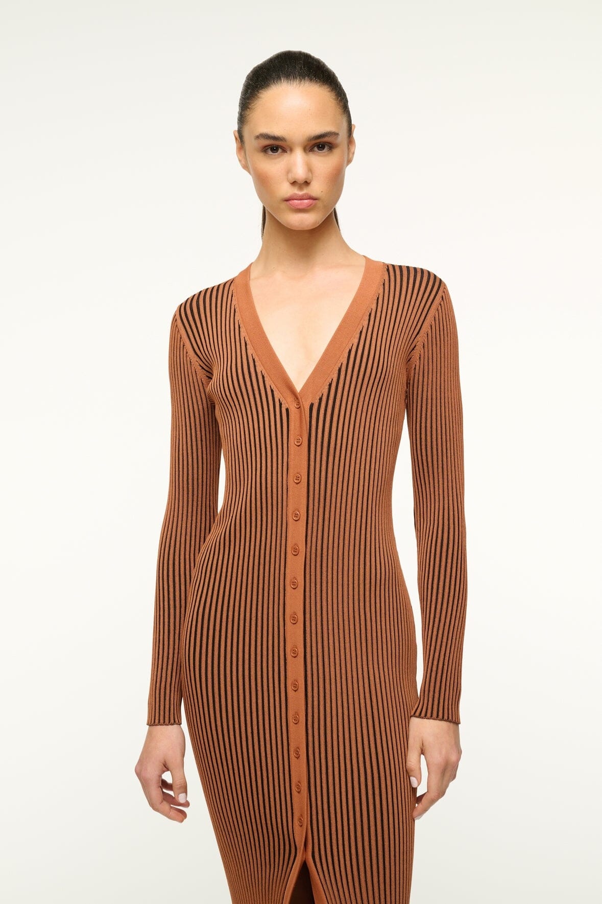 STAUD SHOKO SWEATER TAN BLACK - 2