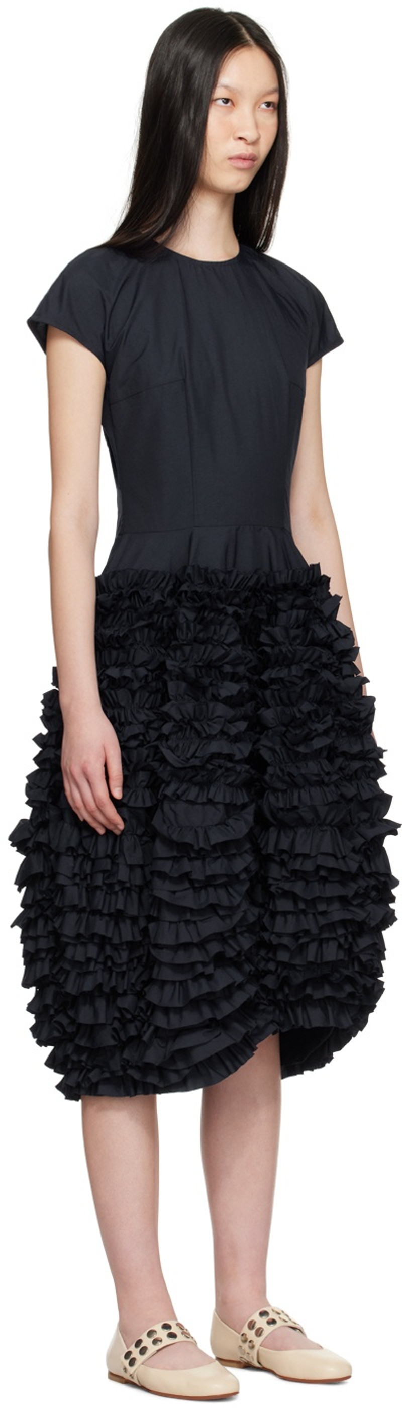 Molly Goddard Navy Nancy Midi Dress outlook