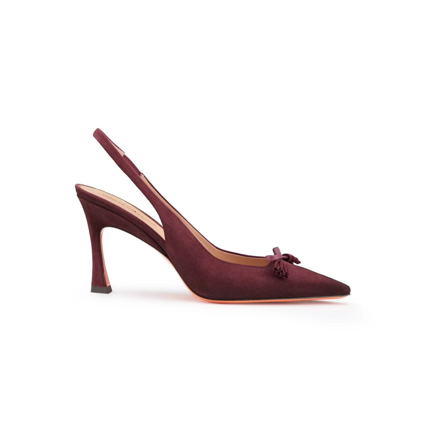 Women's burgundy suede high-heel slingback - 1