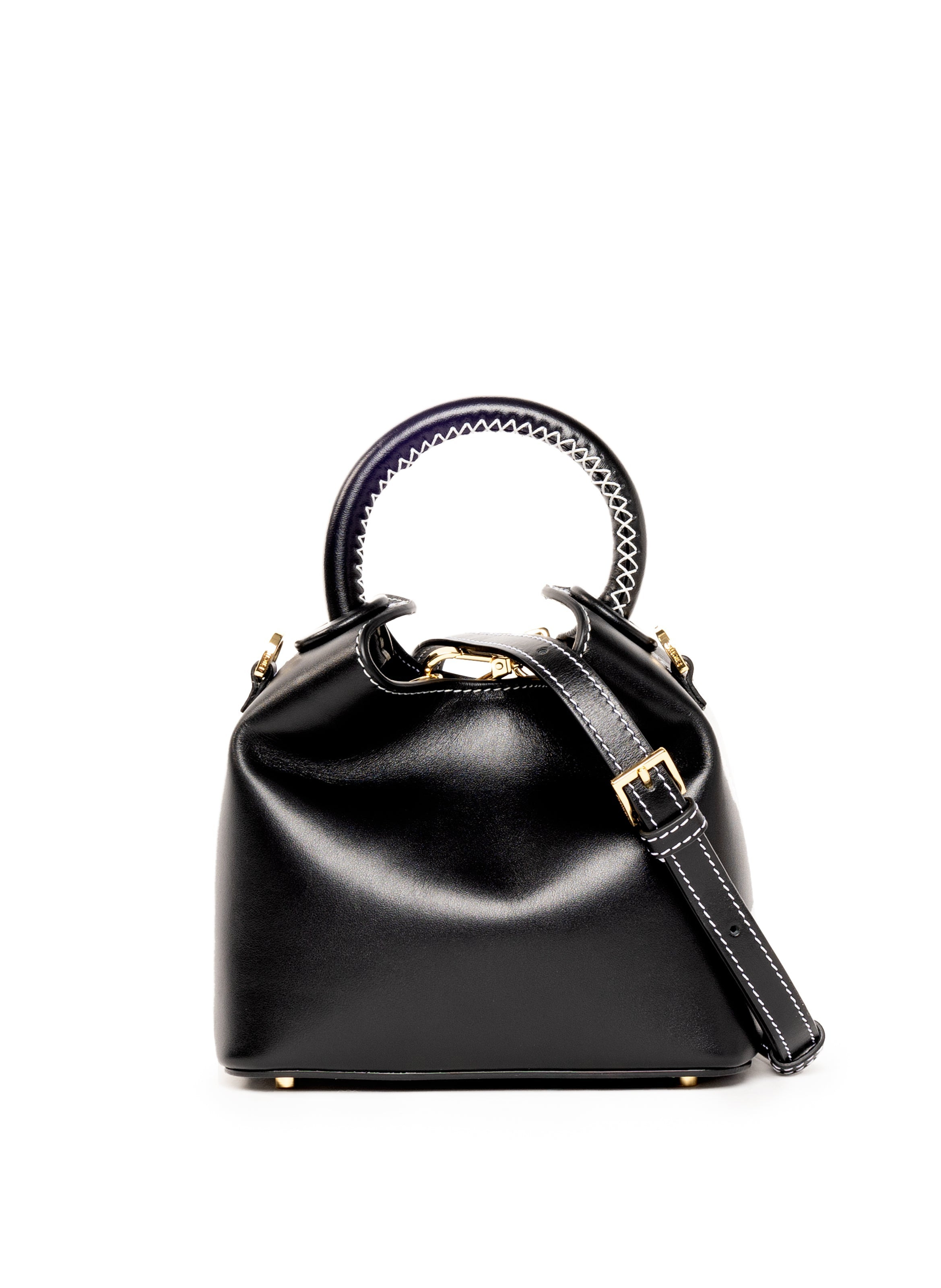 Madeleine Leather Black/White Stitching - 4