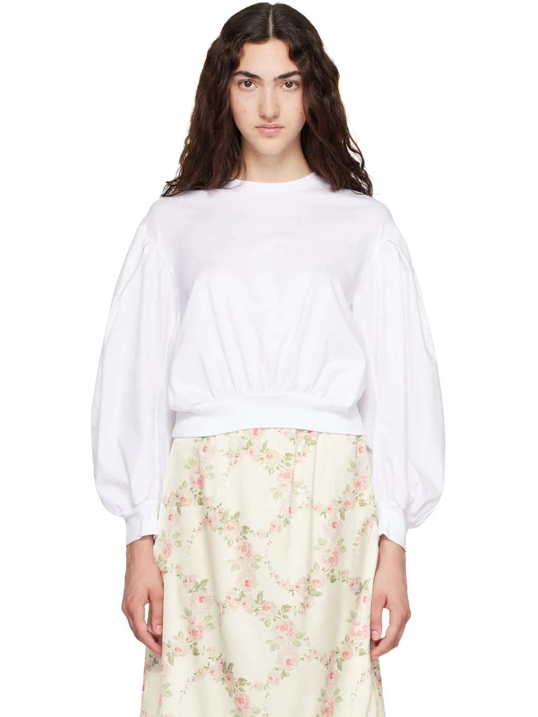 White Puff Sleeve Balloon Top - 1