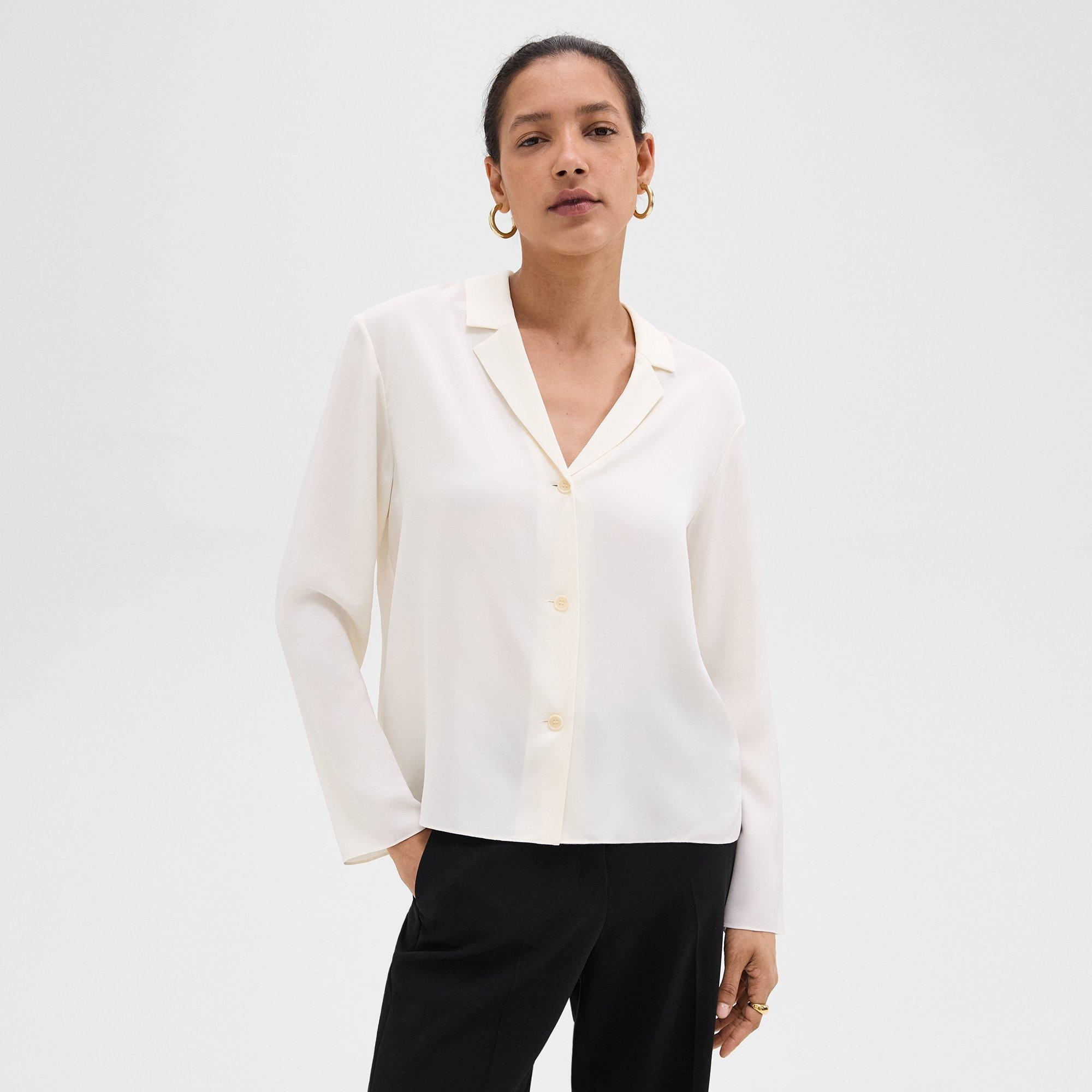 Notched Lapel Blouse in Silk Georgette - 3