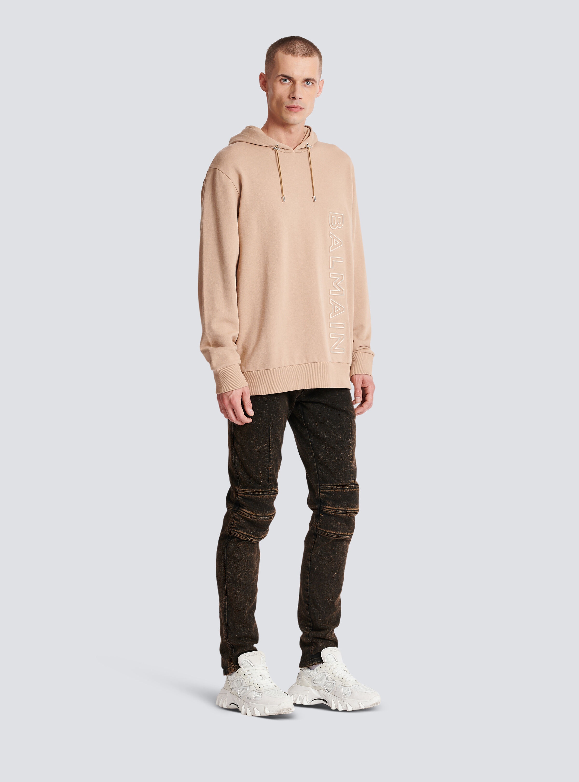 Embossed Balmain logo hoodie - 3