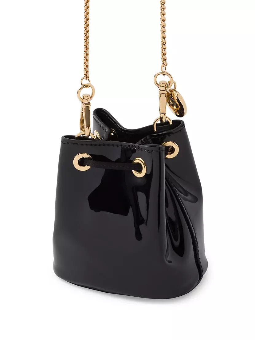 ショルダーバッグ・ポシェット PRADA MINI BUCKET BAG IN PATENT LEATHER Prada Mini Patent-Leather Pouch | saksfifthavenue | REVERSIBLE