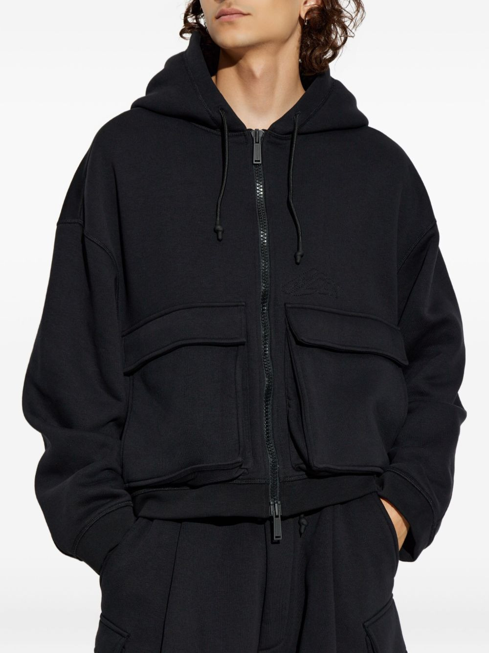 hooded ribbed jacket - 3
