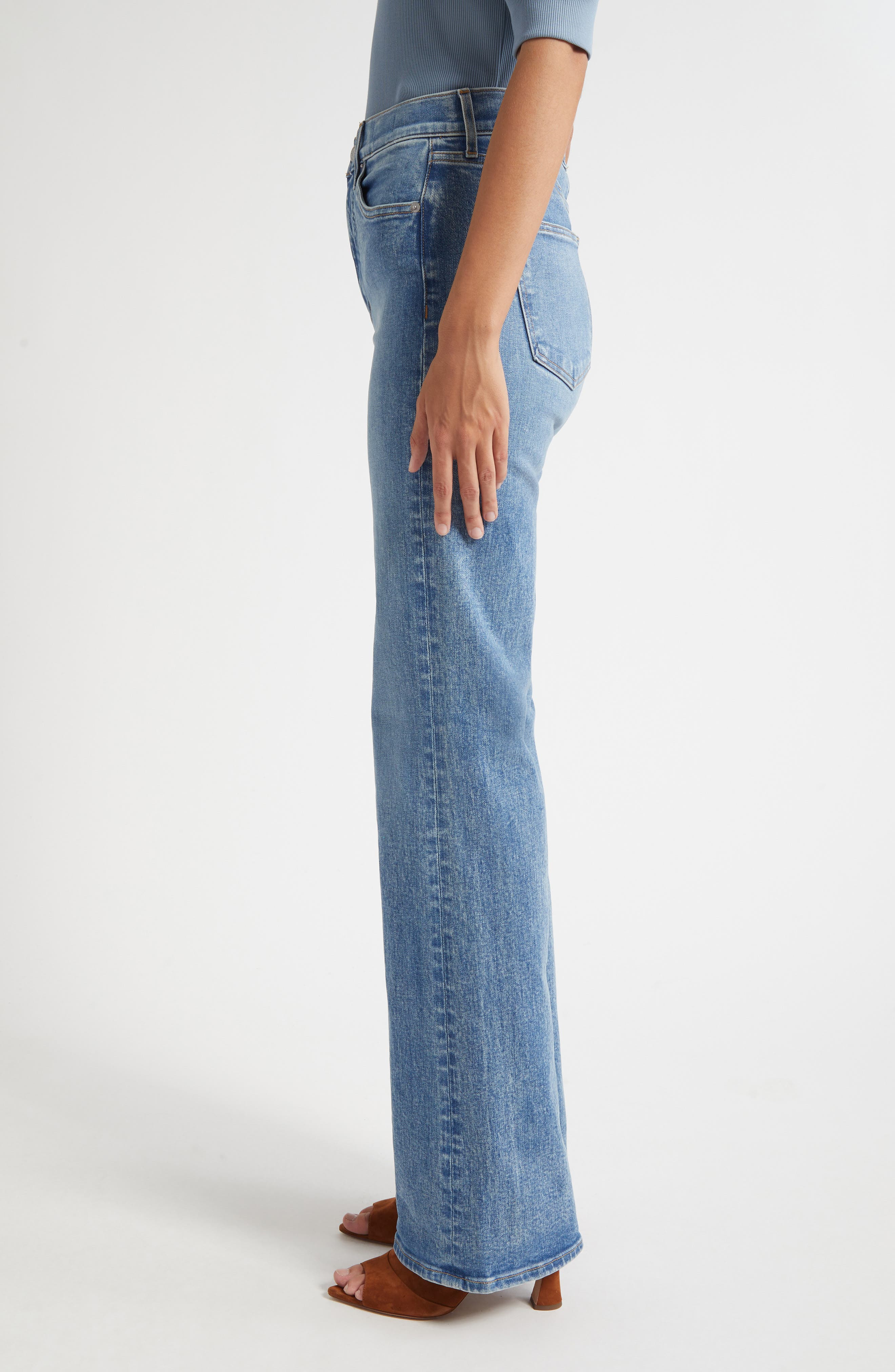 Veronica Beard Crosbie High Waist Wide Leg Jeans in Ripple Haze at Nordstrom - 3