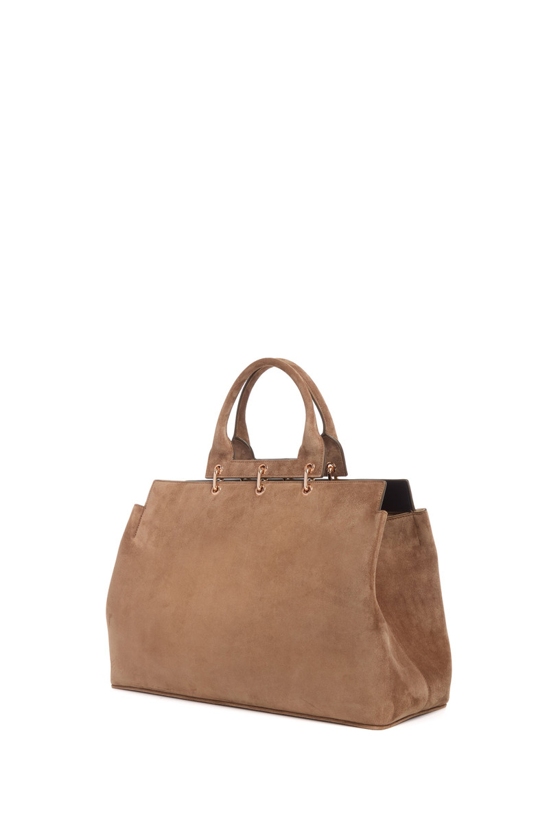 GABRIELA HEARST Large Amethyst Bag in Dark Sand Suede outlook