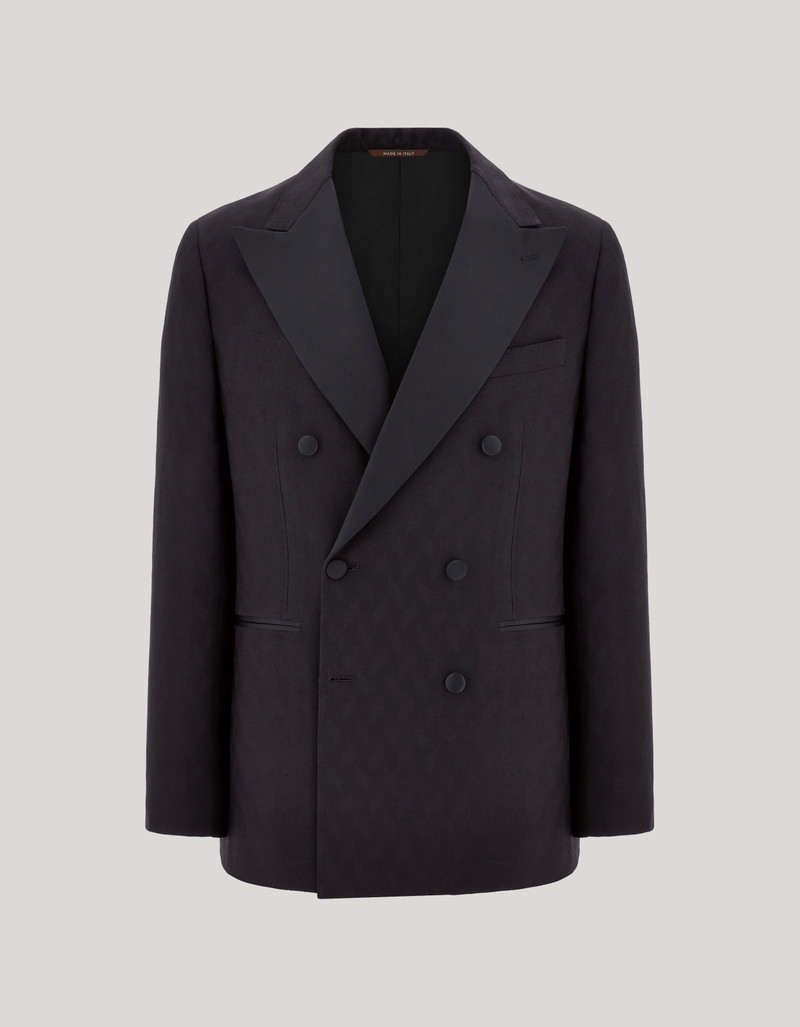 LIGHT BLUE AND BLUE SILK AND CASHMERE REGULAR-FIT OVERCHECK JACKET 43