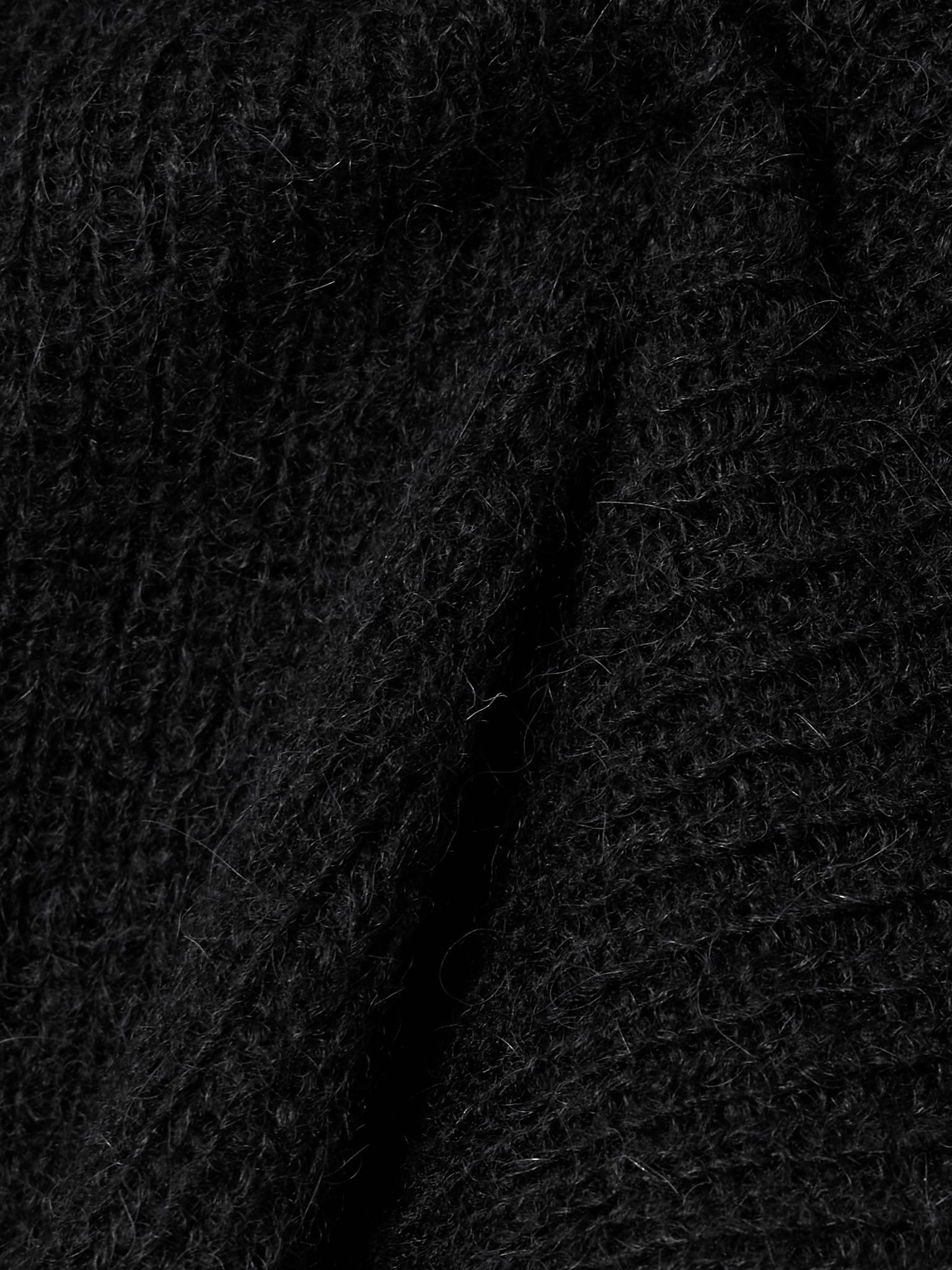 Compact hooded ribbed brushed alpaca-blend cardigan Black - 4
