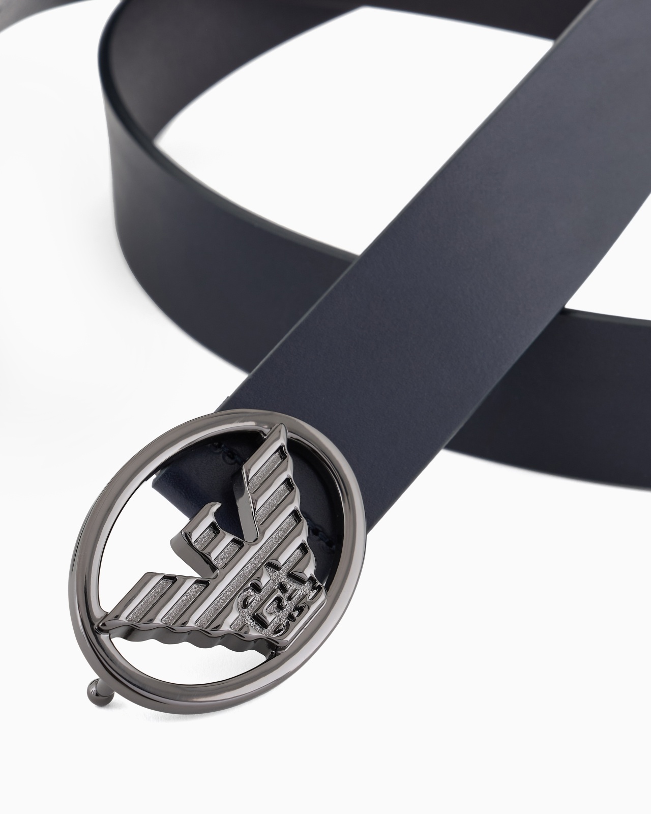 SMOOTH LEATHER BELT WITH EAGLE PLATE - 2