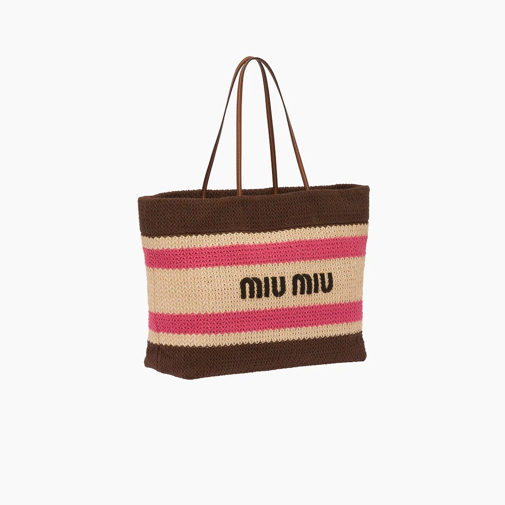 Raffia and cotton tote bag - 4