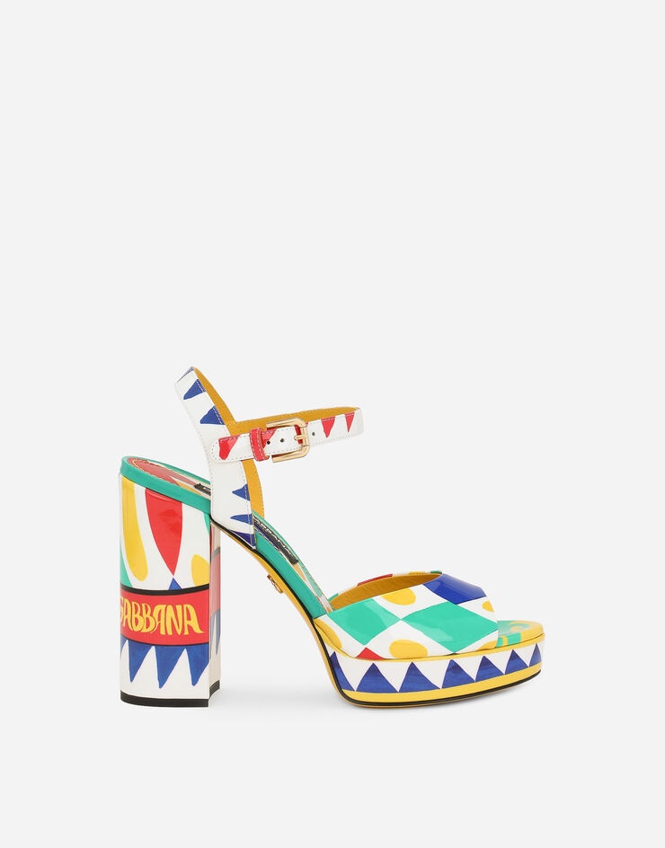 Polished calfskin platform sandals - 1