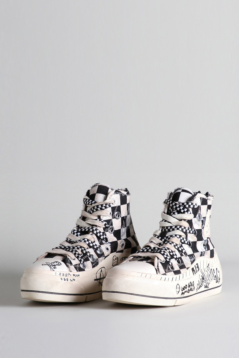Kurt High Top Sneaker - Graffiti Checker | R13 Denim Official Site 1