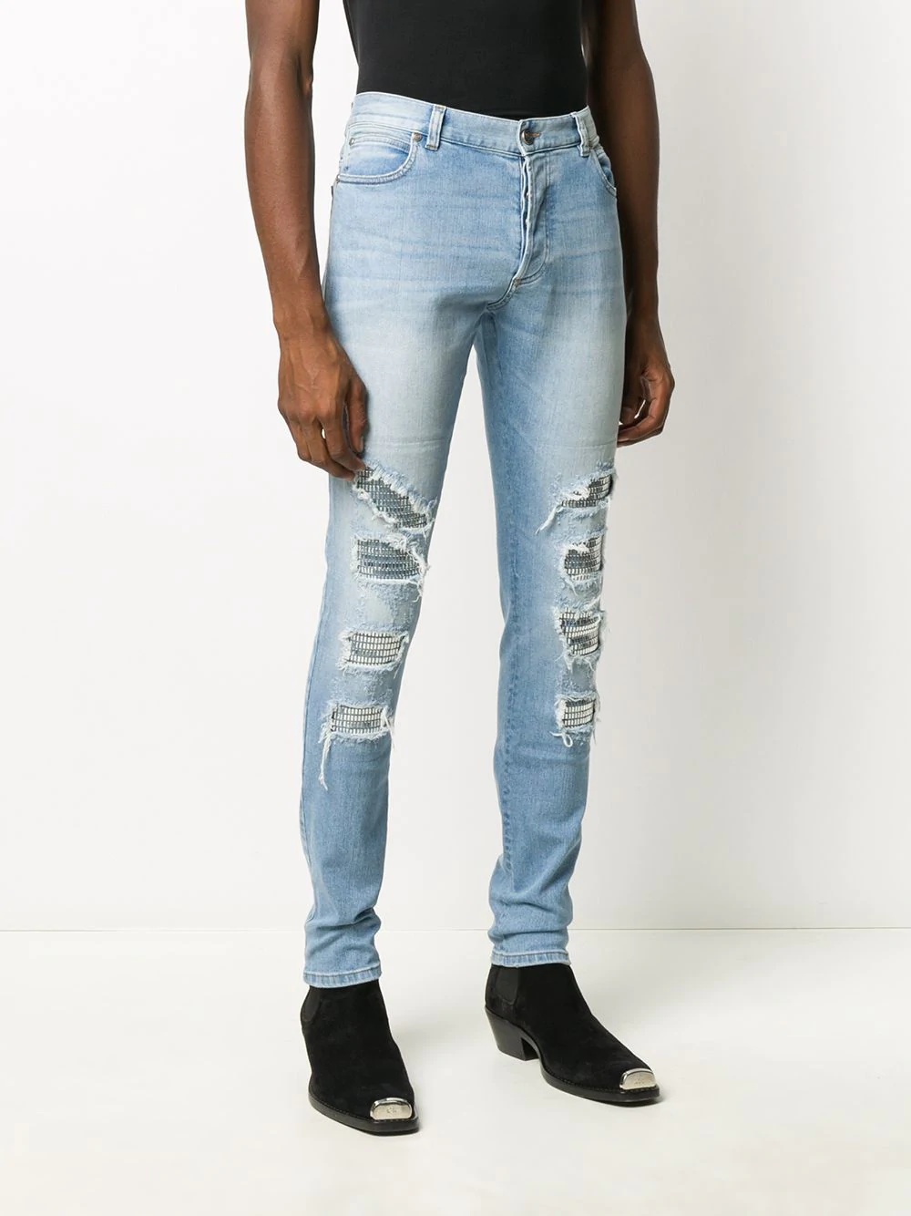 distressed slim-fit jeans - 3