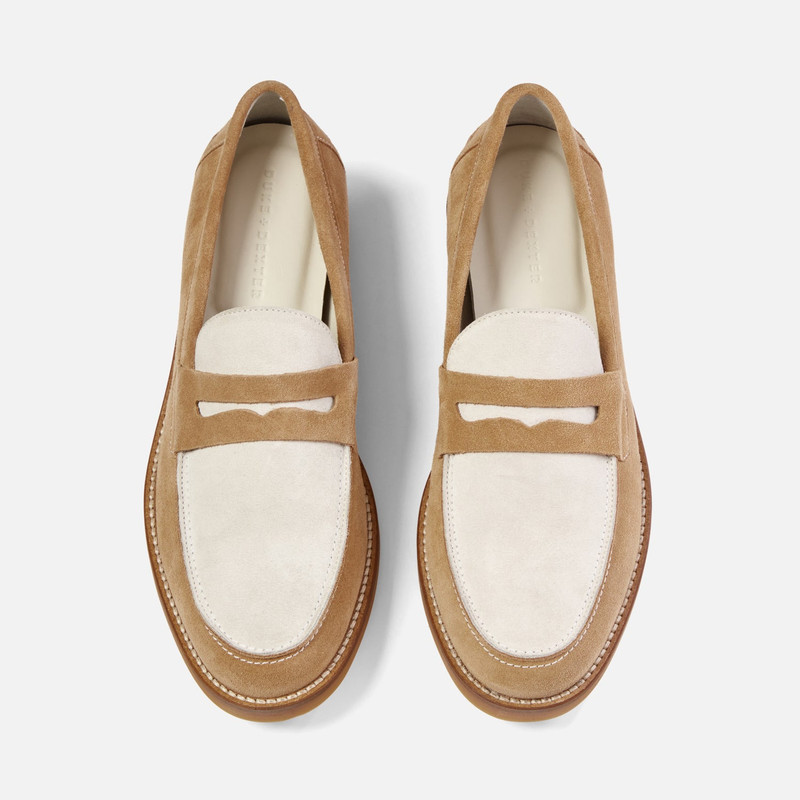 DUKE + DEXTER Wilde Beige + White Suede Penny Loafer - Men's outlook