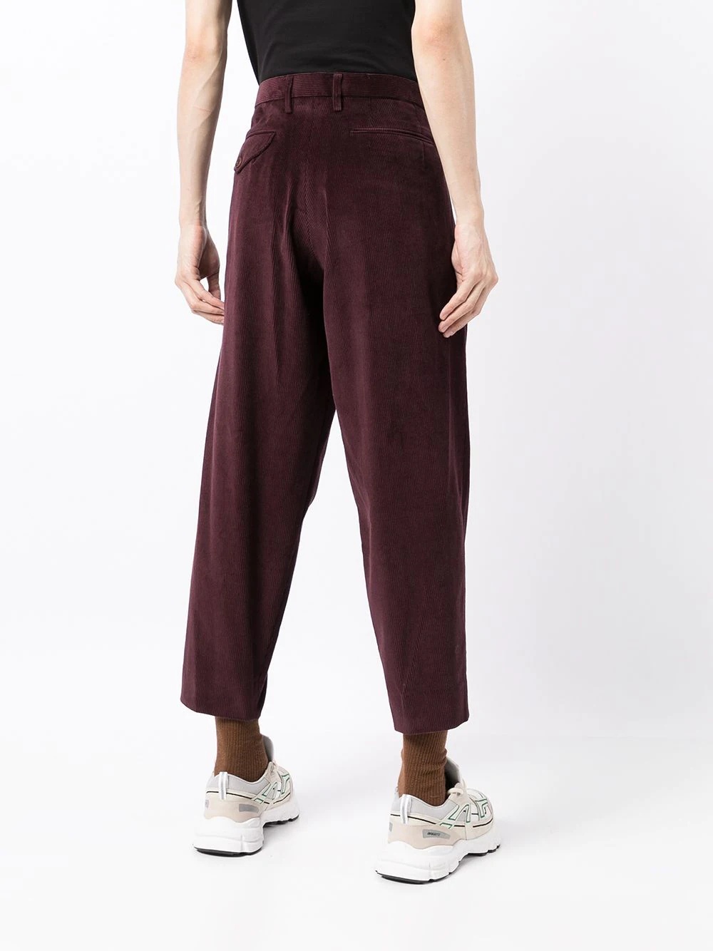 cropped tapered-leg corduroy trousers - 4