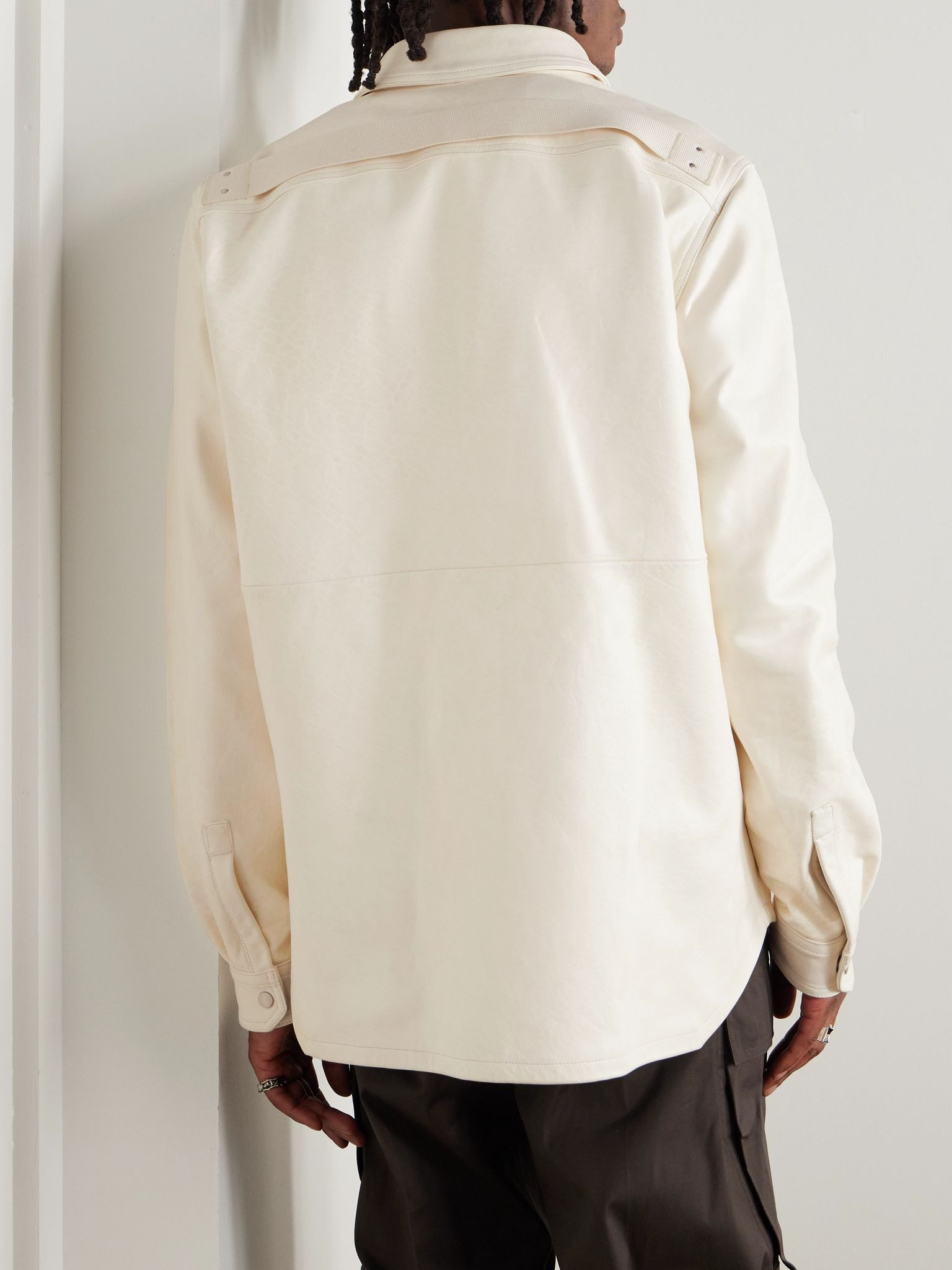 Leather Shirt Jacket Cream - 3