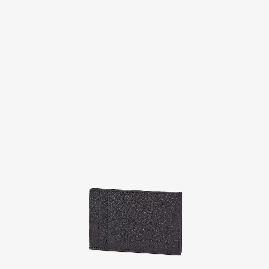 Bi-fold card holder with flat pocket and 2 slots at the back. Made of black Cuoio Romano leather. Ma - 2
