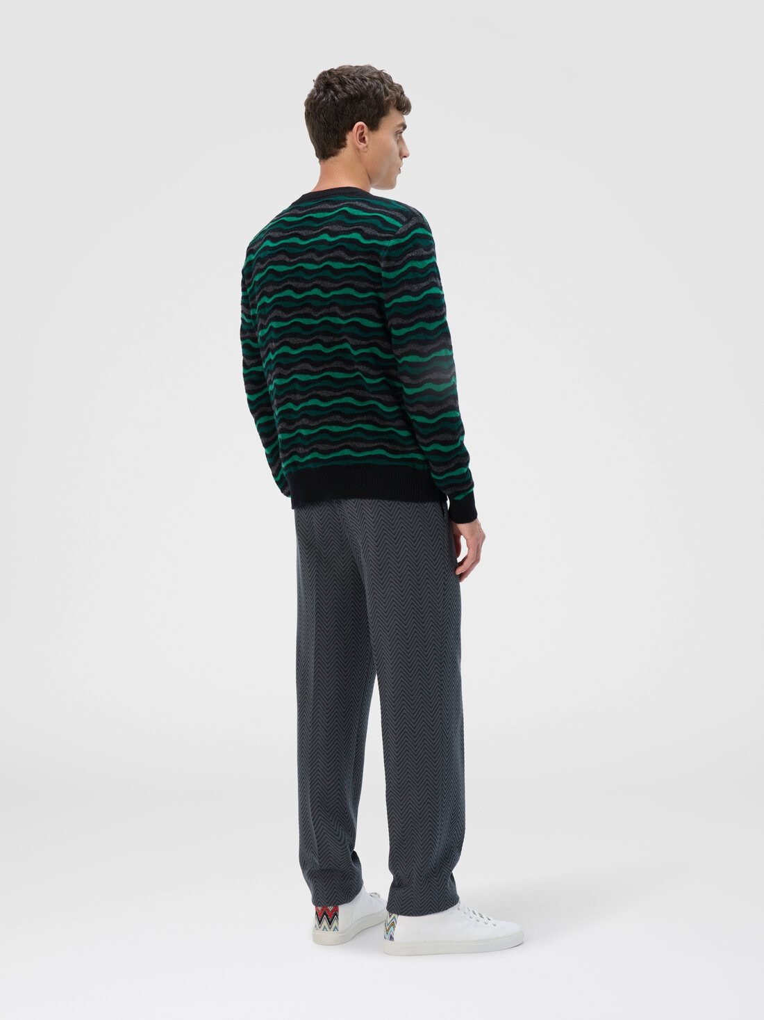 Cardigan in Pure Wool with Wave Stitch - 3