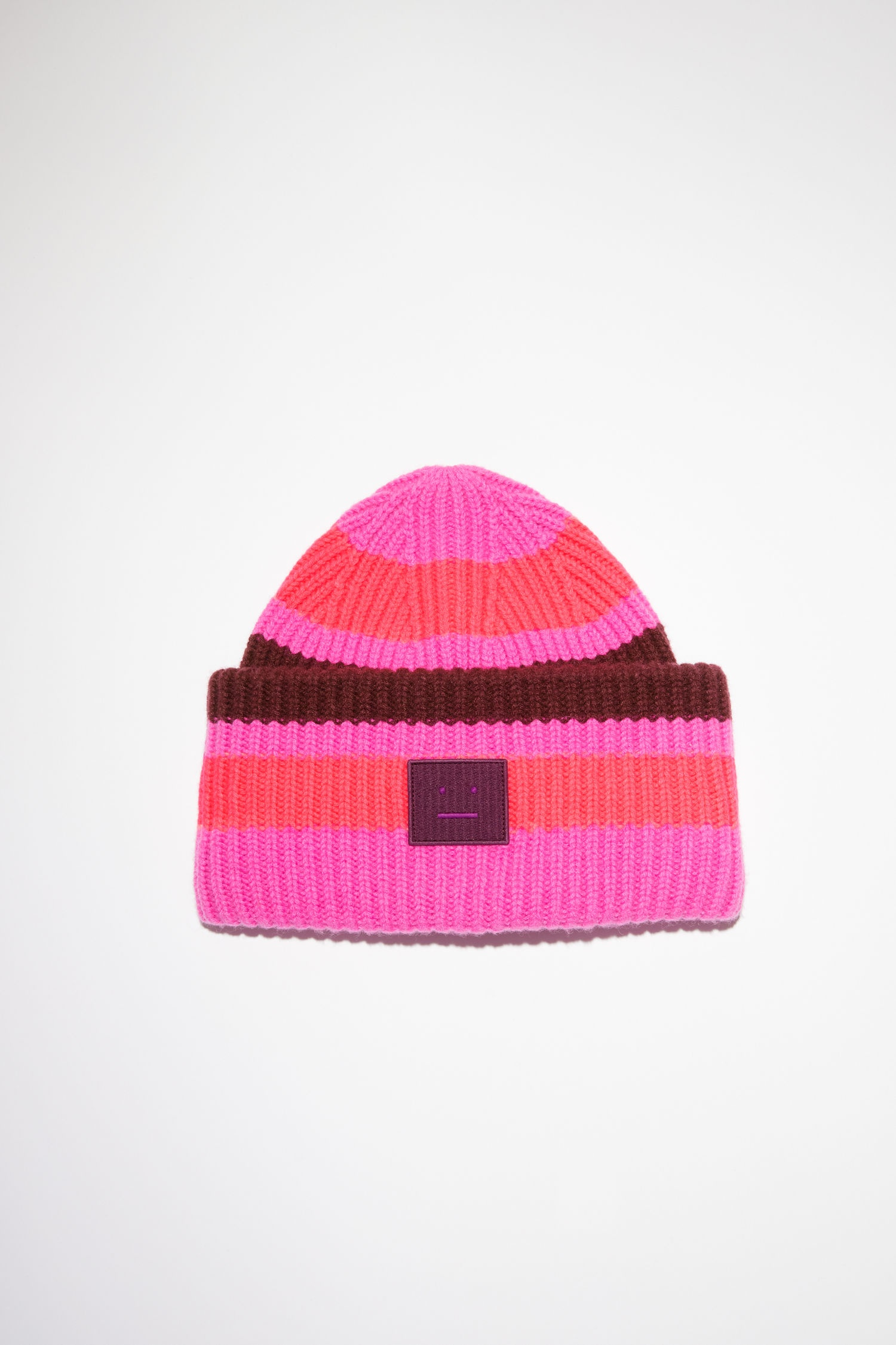 Striped beanie hat pink/burgundy - 1