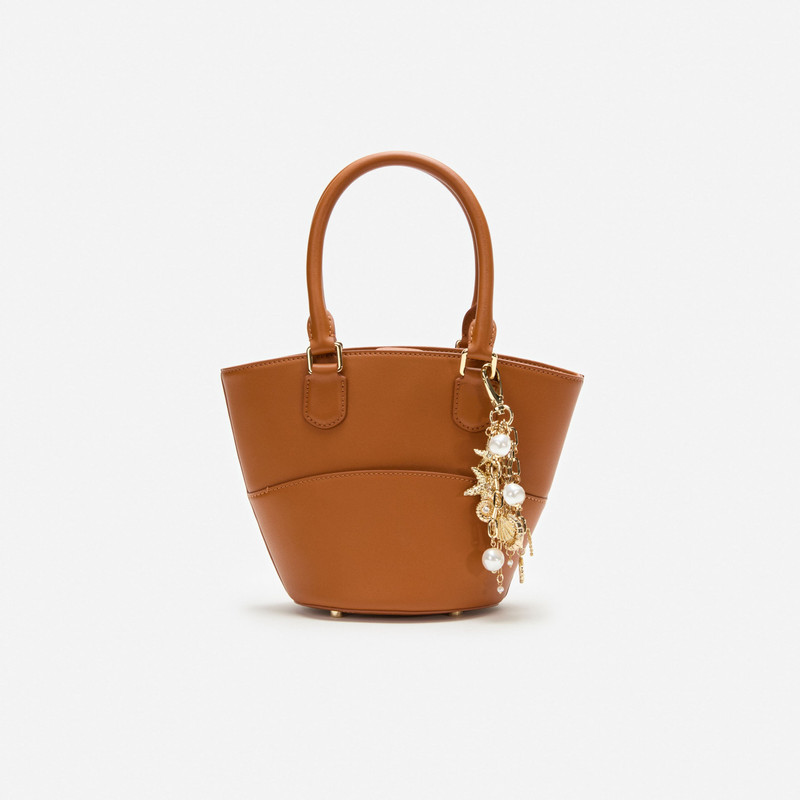 Tan 가죽 매력 Tote 부대 - 1