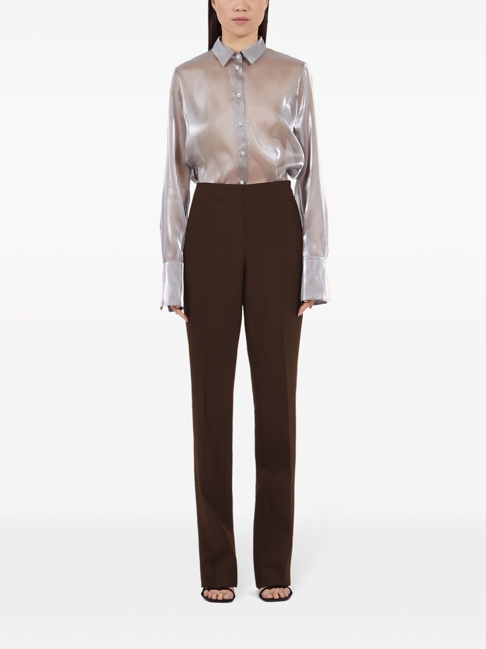 pleat-detail straight-leg trousers - 2