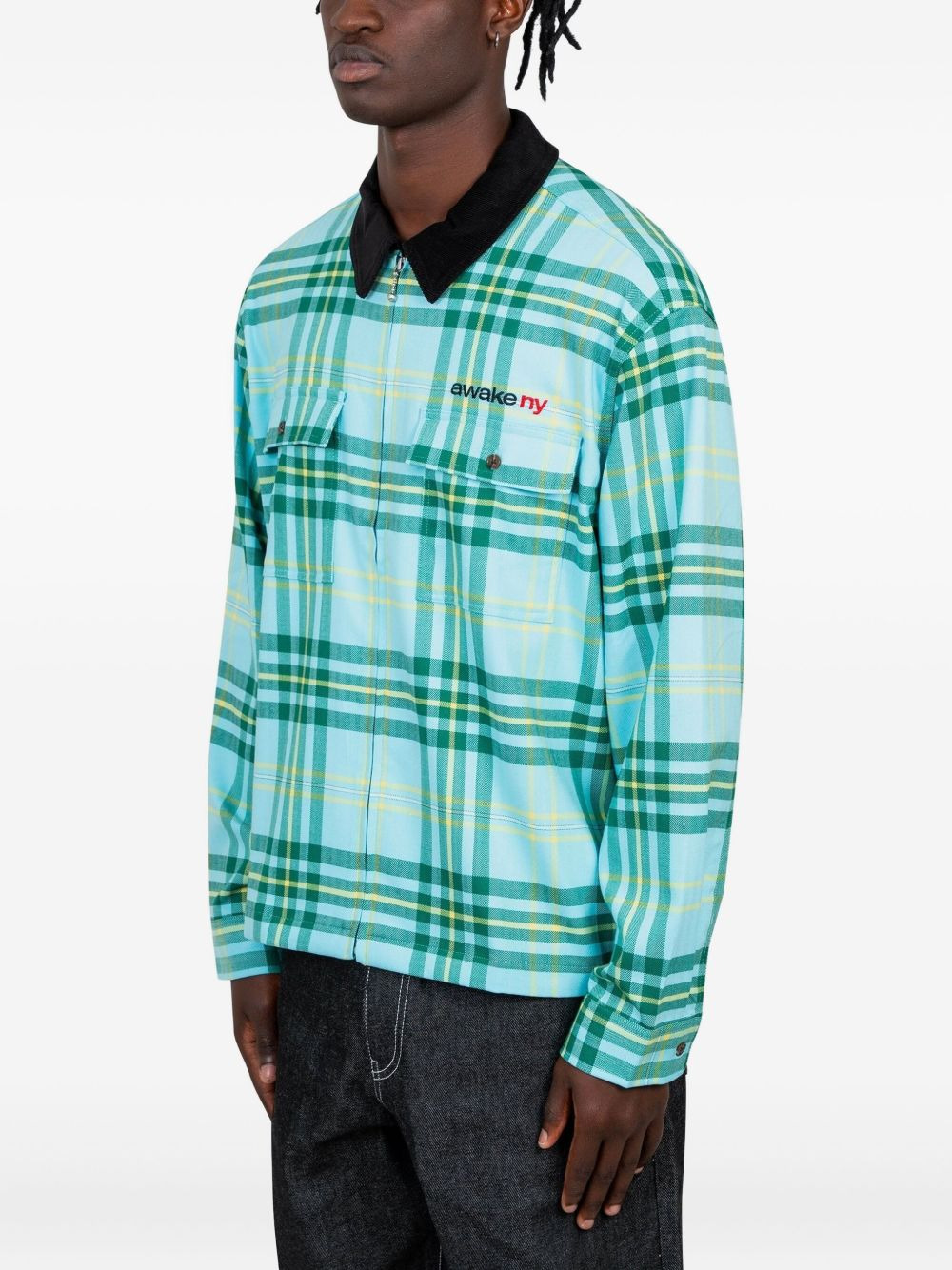 plaid zip-up shirt - 2