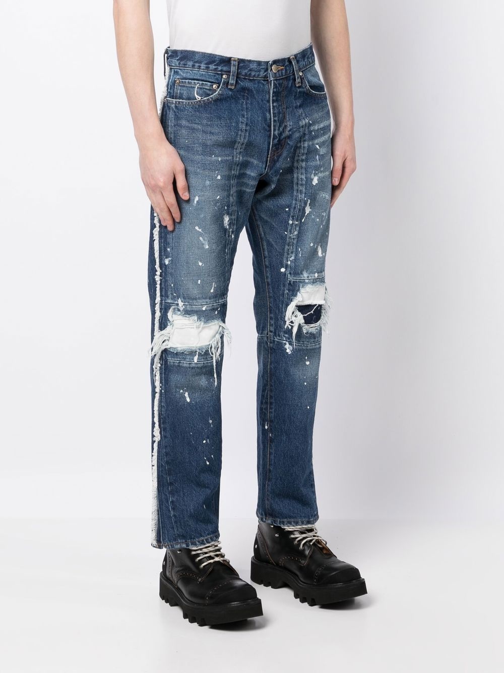 paint-splatter distressed jeans - 3