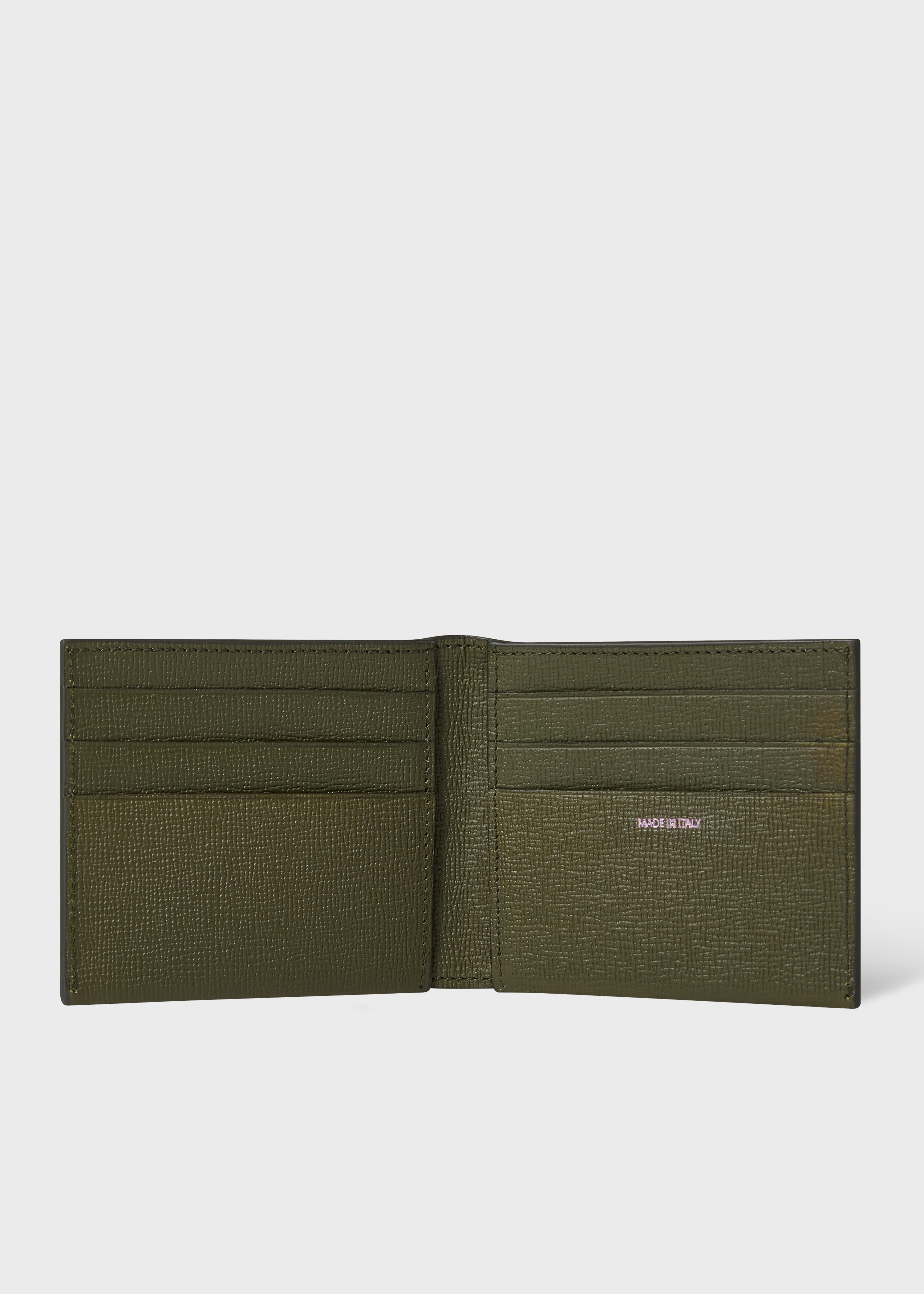 Green 'Floral Street' Grained Leather Billfold Wallet - 3