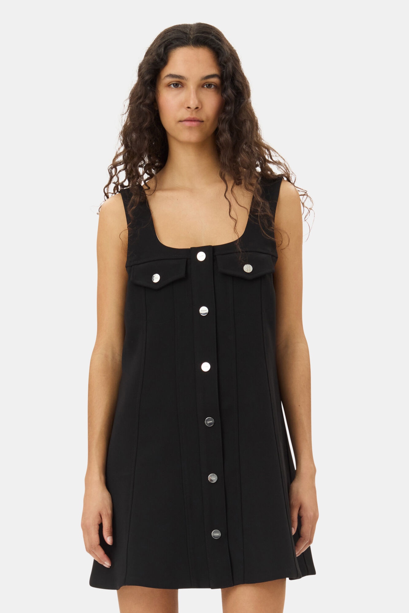 BLACK BONDED CREPE MINI DRESS - 3