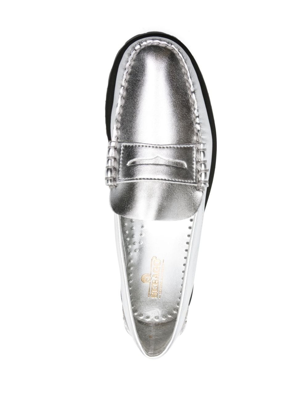 metallic-finish loafers - 4