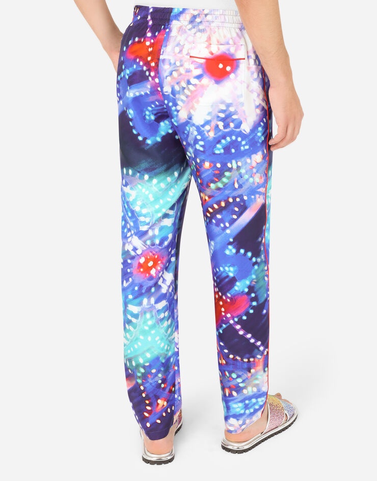 Silk jogging pants with illumination print - 5