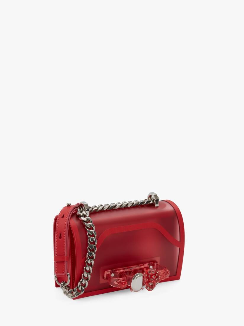 Mini Jewelled Satchel in Coral - 2