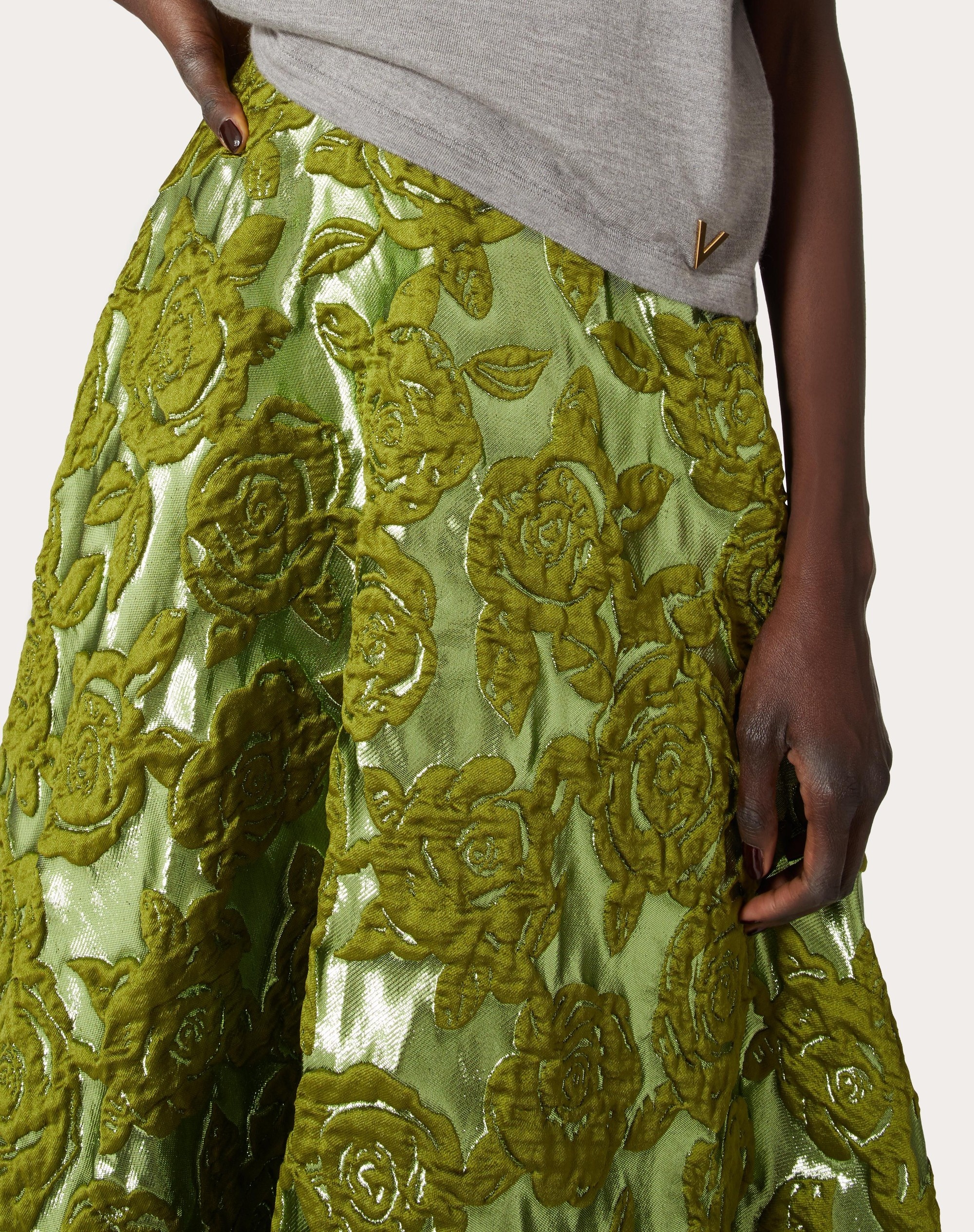 VALENTINO ROSE MOIRÉ BROCADE MIDI SKIRT - 5