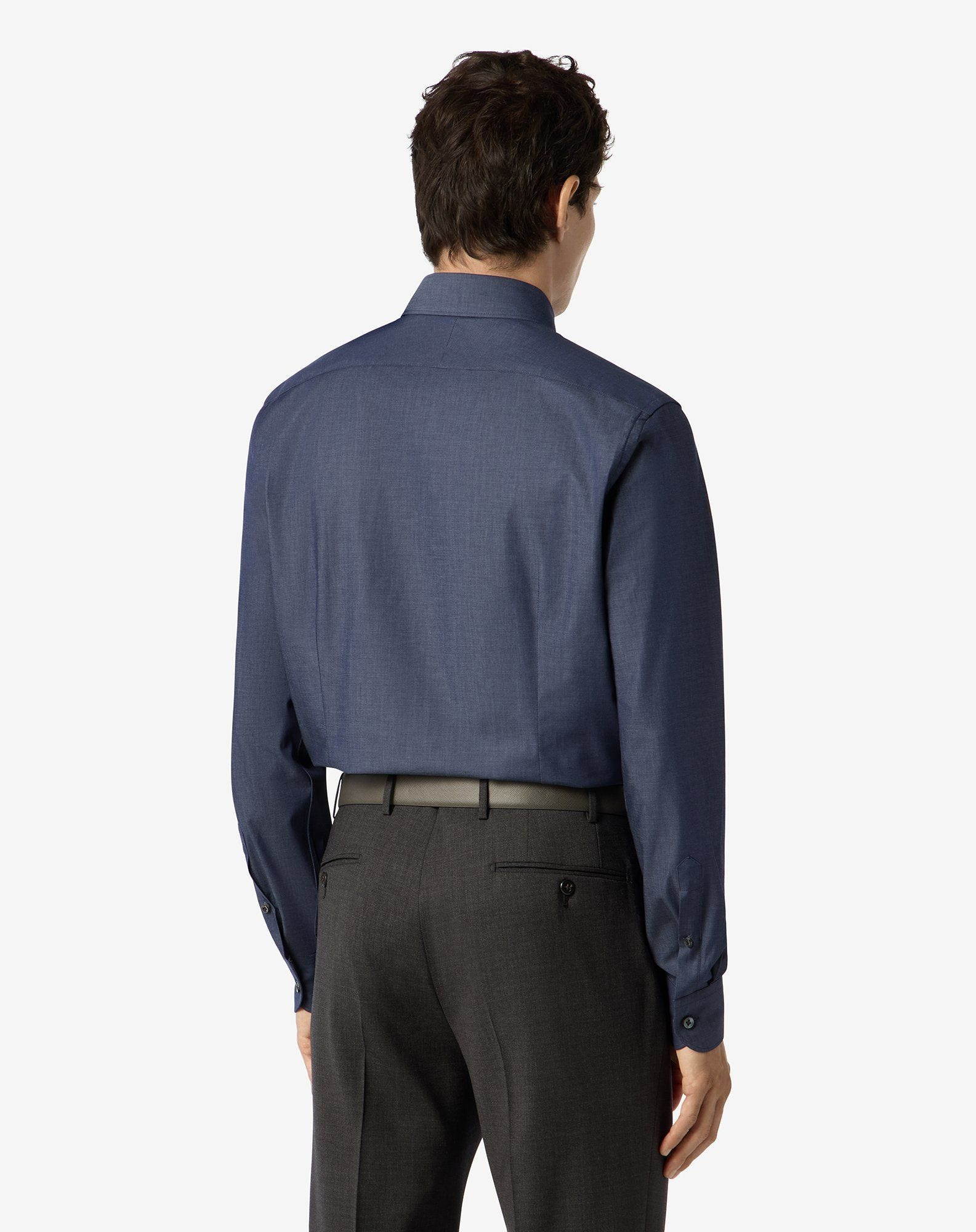 Denim Blue stretch cotton shirt - 3