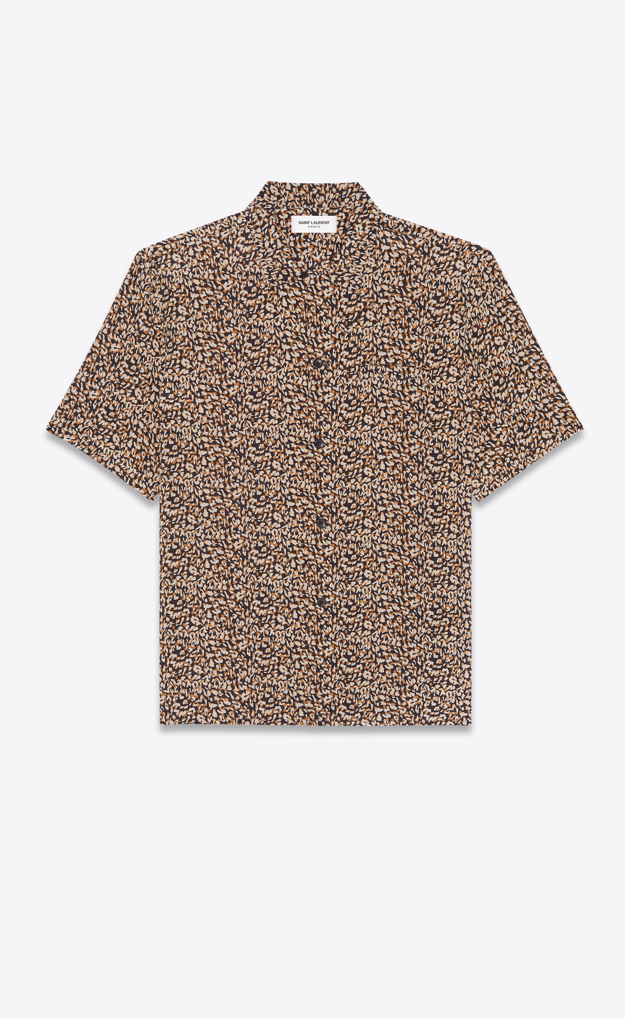 shark-collar shirt in micro leopard crepe de chine - 1