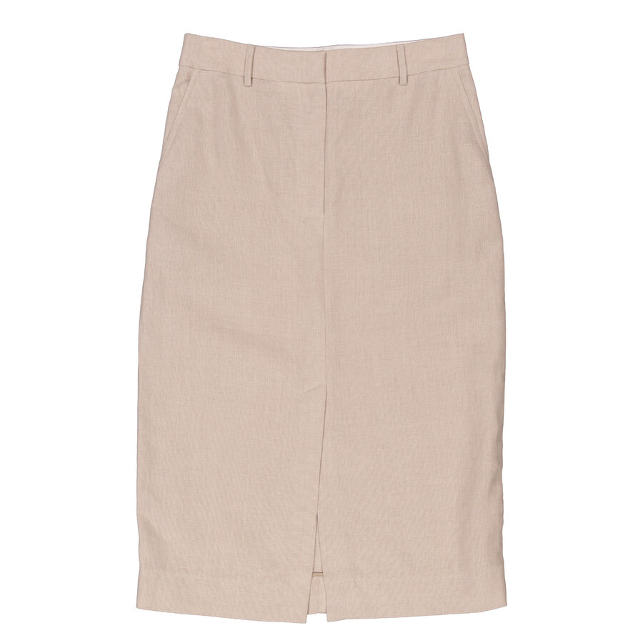 Burberry Ladies Oatmeal Linen Pencil Skirt - 2