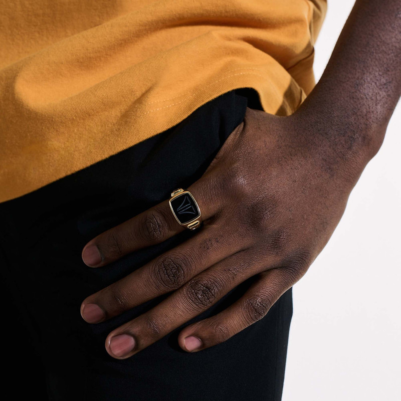 Carved Signet Ring, Gold 6