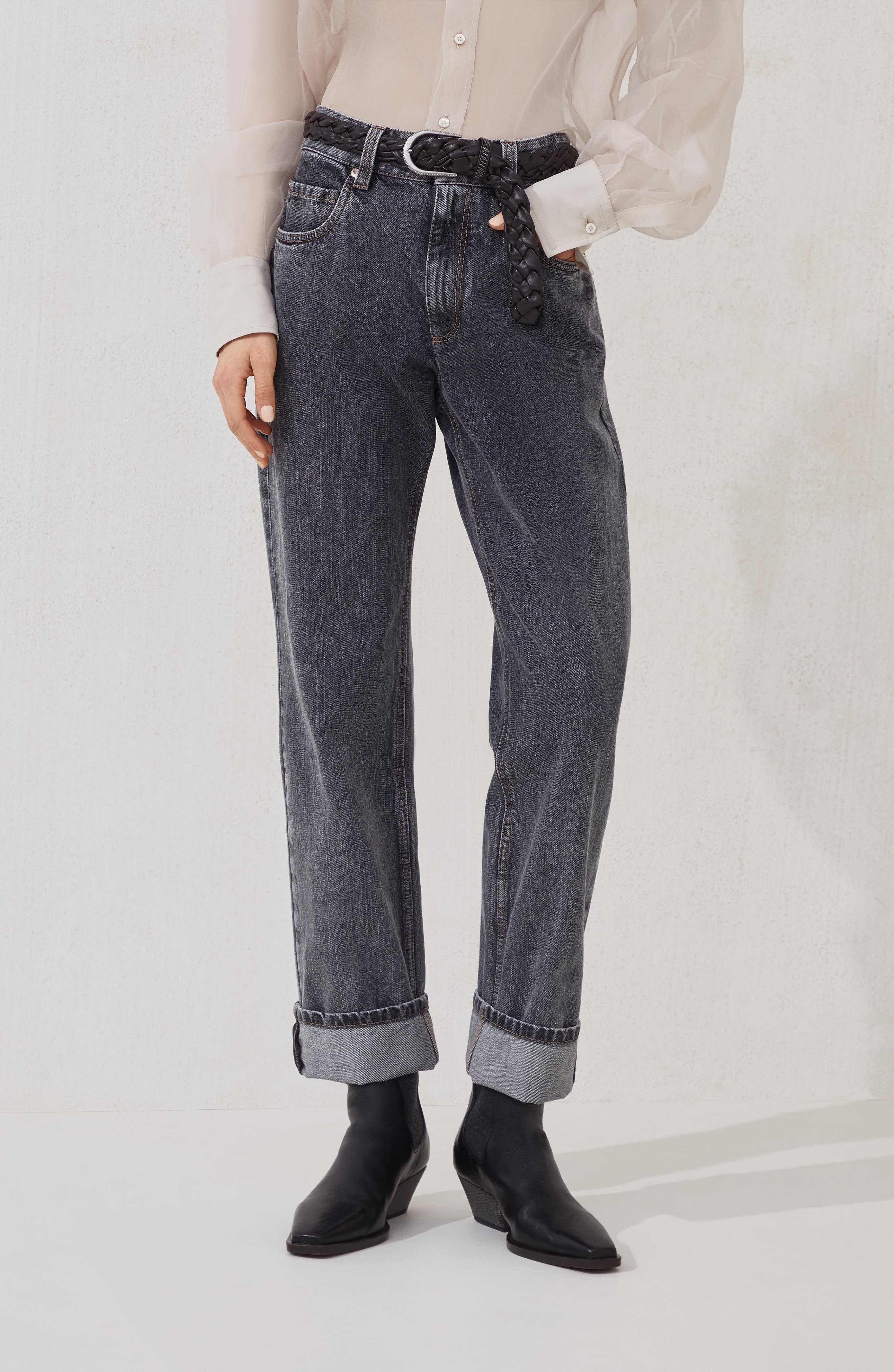 Brunello Cucinelli Cropped trousers in Grey at Nordstrom - 2