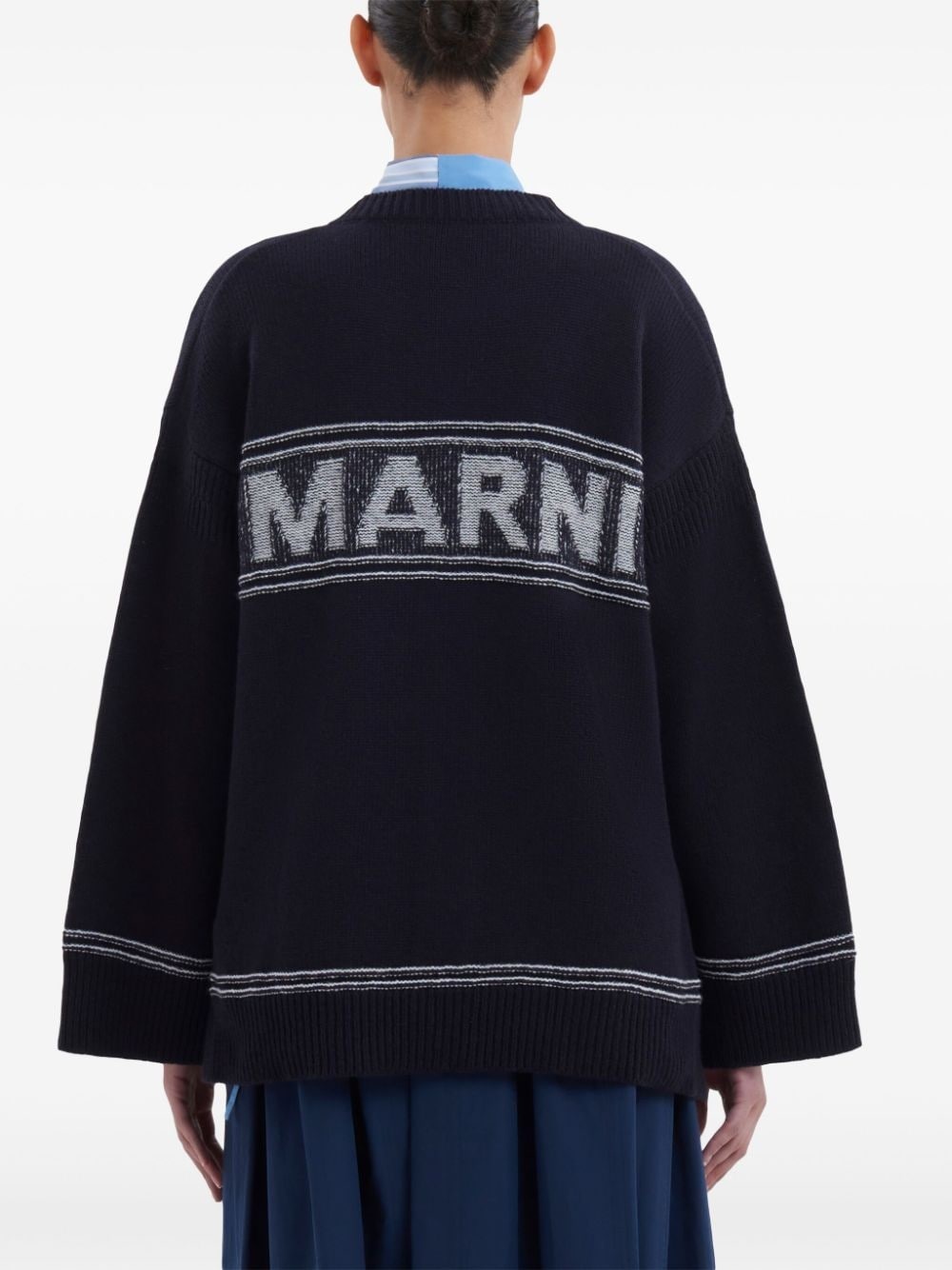intarsia-knit logo cardigan - 4