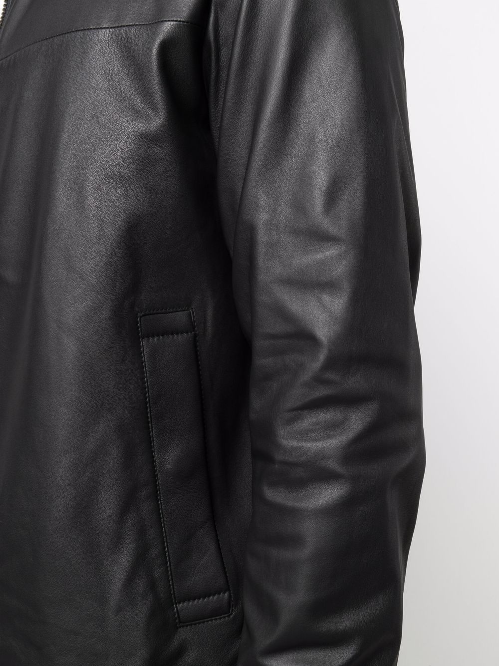 zipped leather jacket - 5