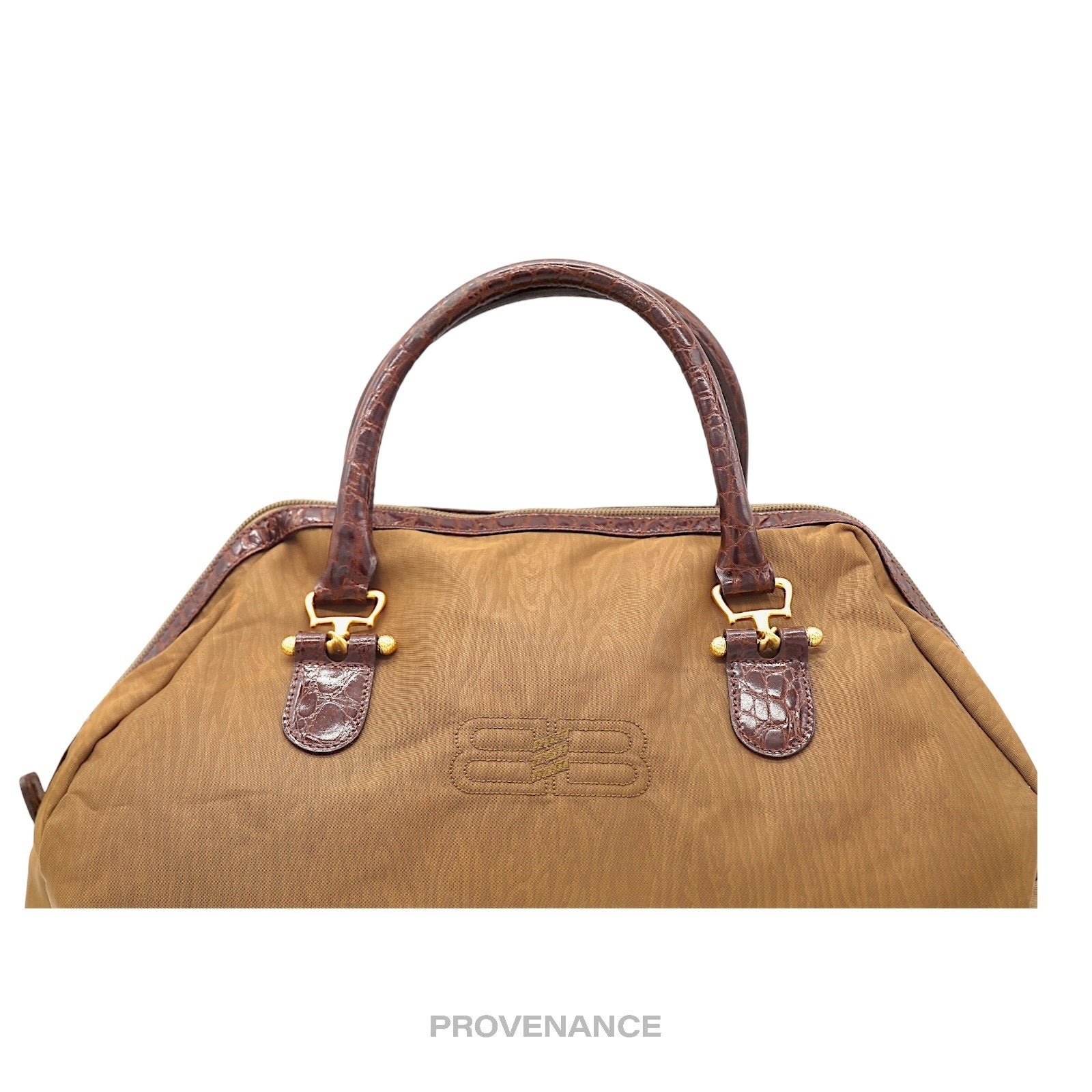 BALENCIAGA Balenciaga BB Logo Tote Bag - Tan Brown Croc 