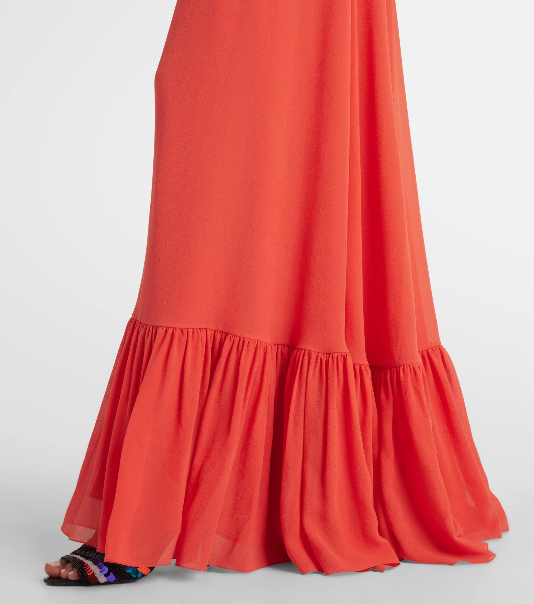 Caped silk georgette maxi dress - 5