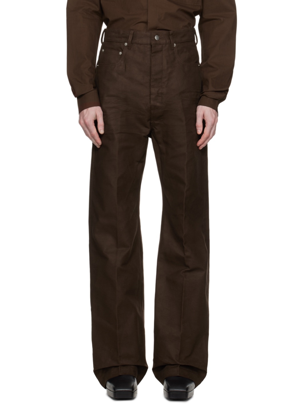 Brown Button-Fly Trousers - 1