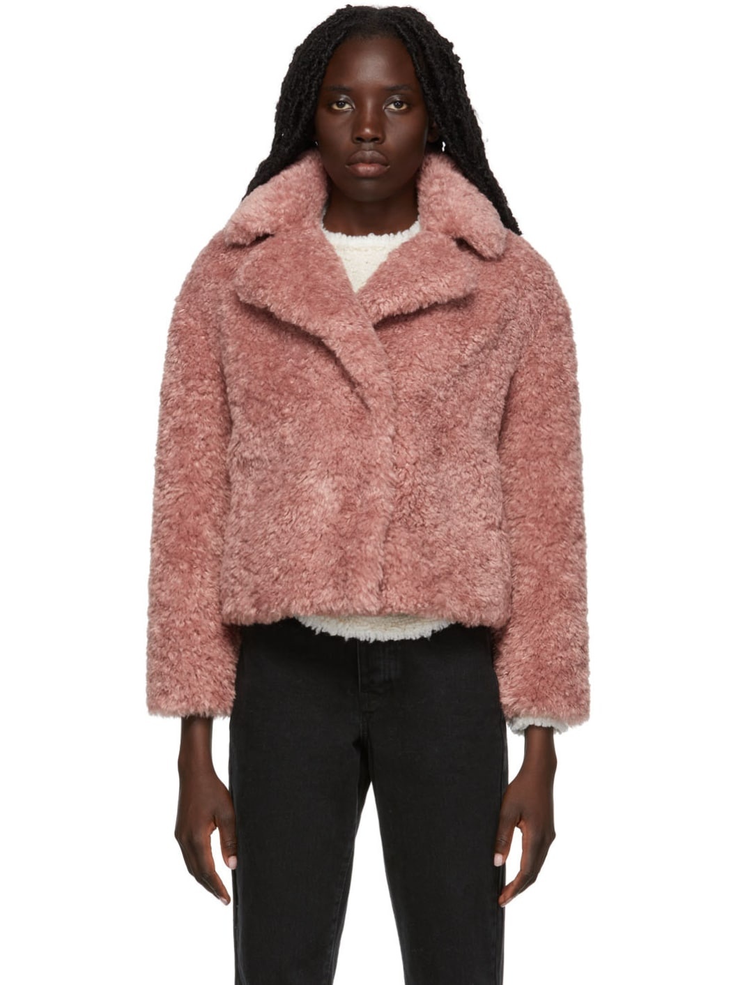 Pink Faux Shearling Jacket - 1